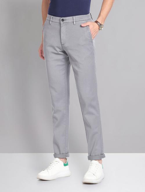 men mid rise solid chinos casual trouser - 21252817 -  Standard Image - 0