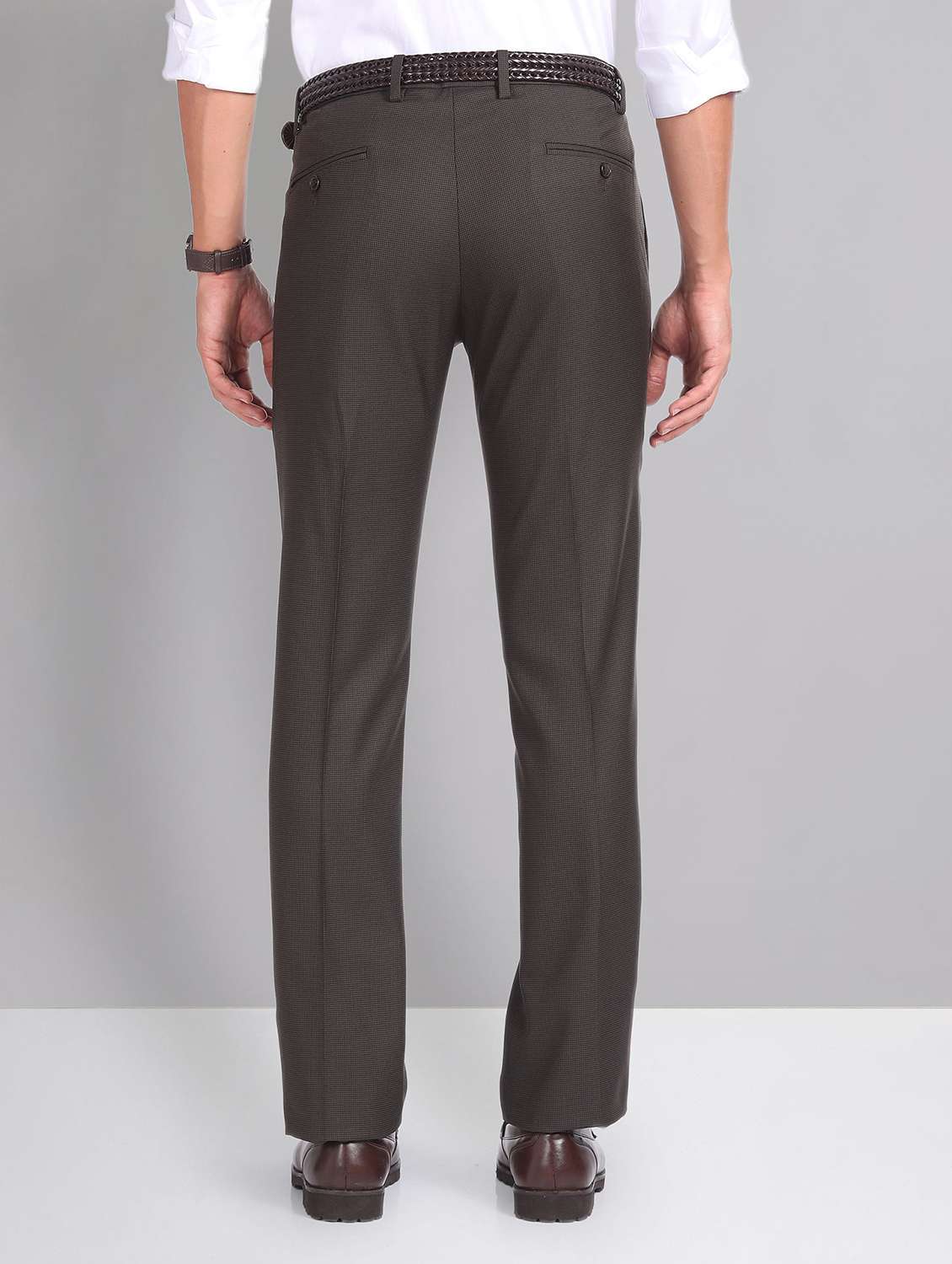 men solid flat front formal trouser - 21252857 - Standard Image - 2