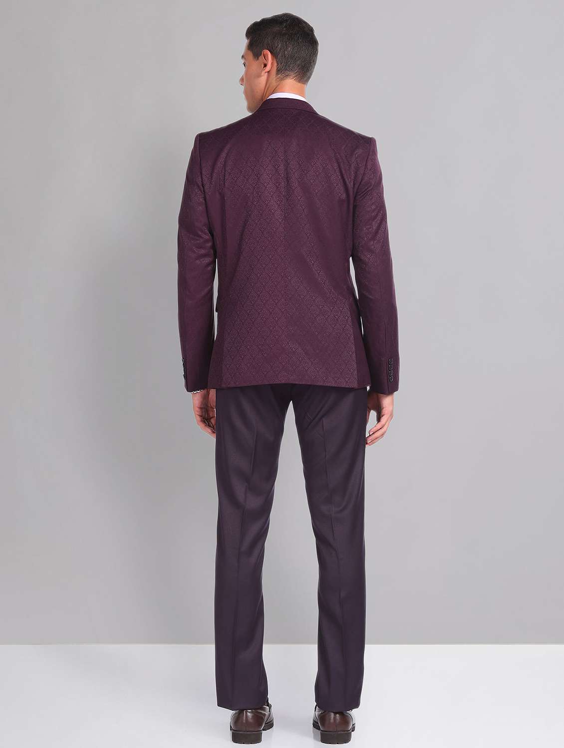 burgundy cotton single breasted suit - 21252883 - Standard Image - 2