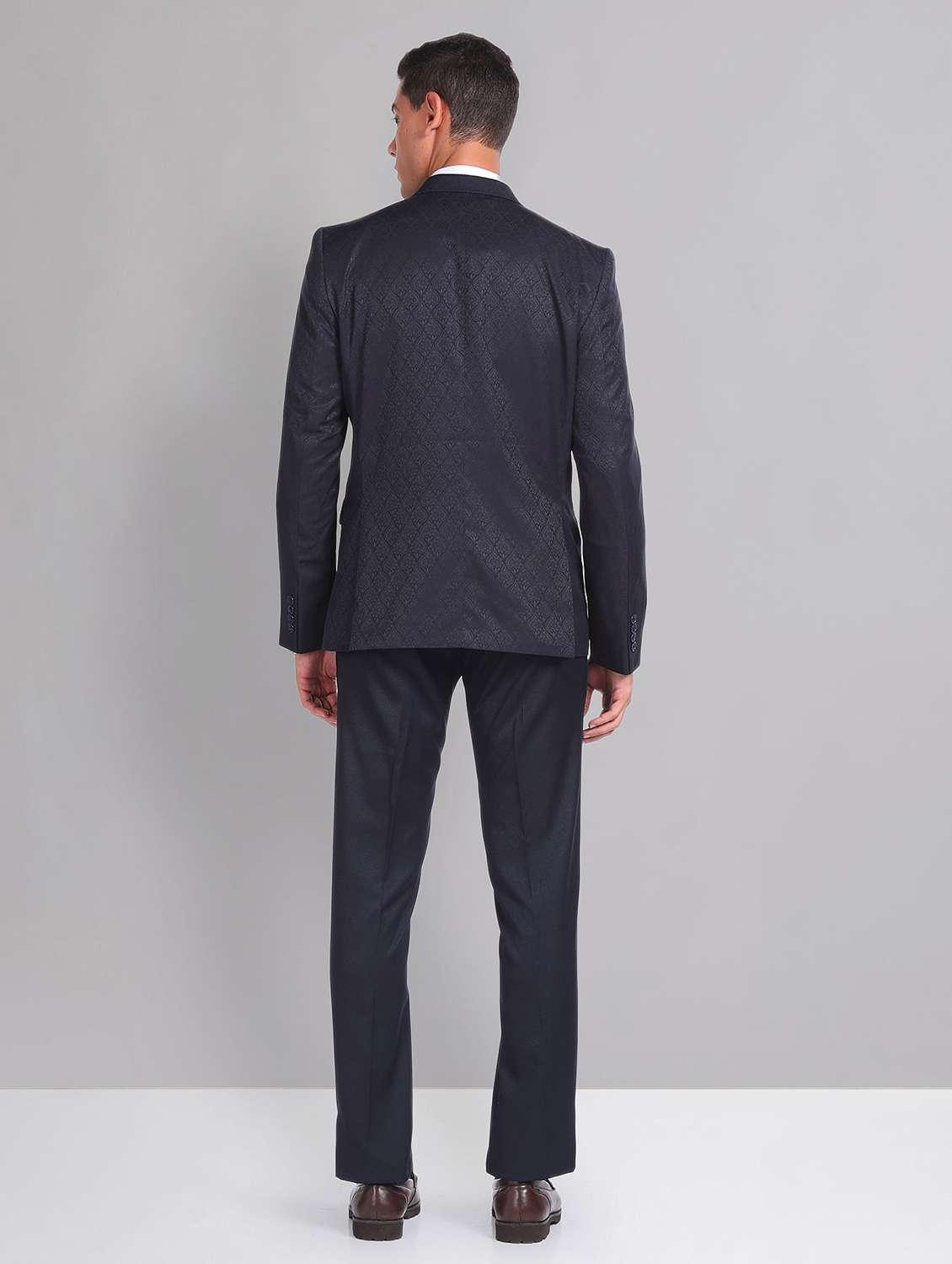navy blue cotton single breasted suit - 21252885 - Standard Image - 2