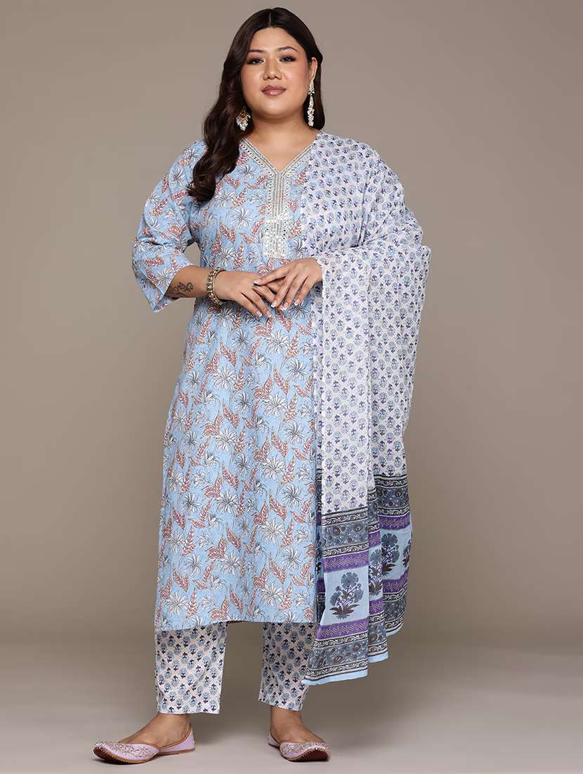 blue cotton kurta pant  set