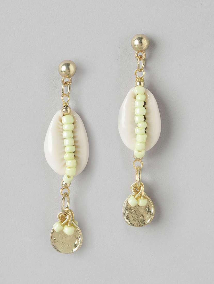 gold-plated quirky artificial beads drop earrings