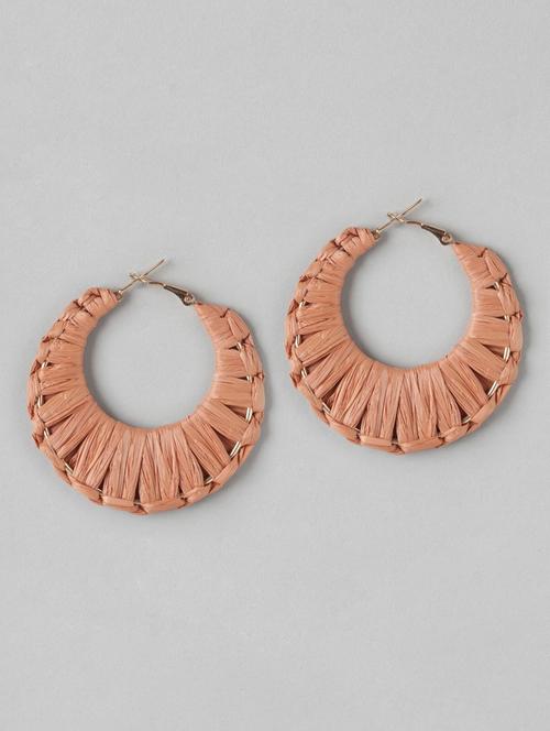 gold-plated circular artificial beads drop earrings - 21253030 - Standard Image - 0