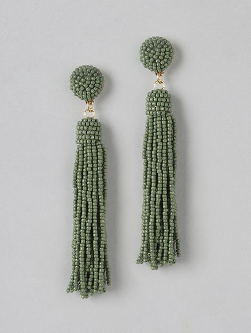 green metal drop earring - 21253035 - Standard Image - 0