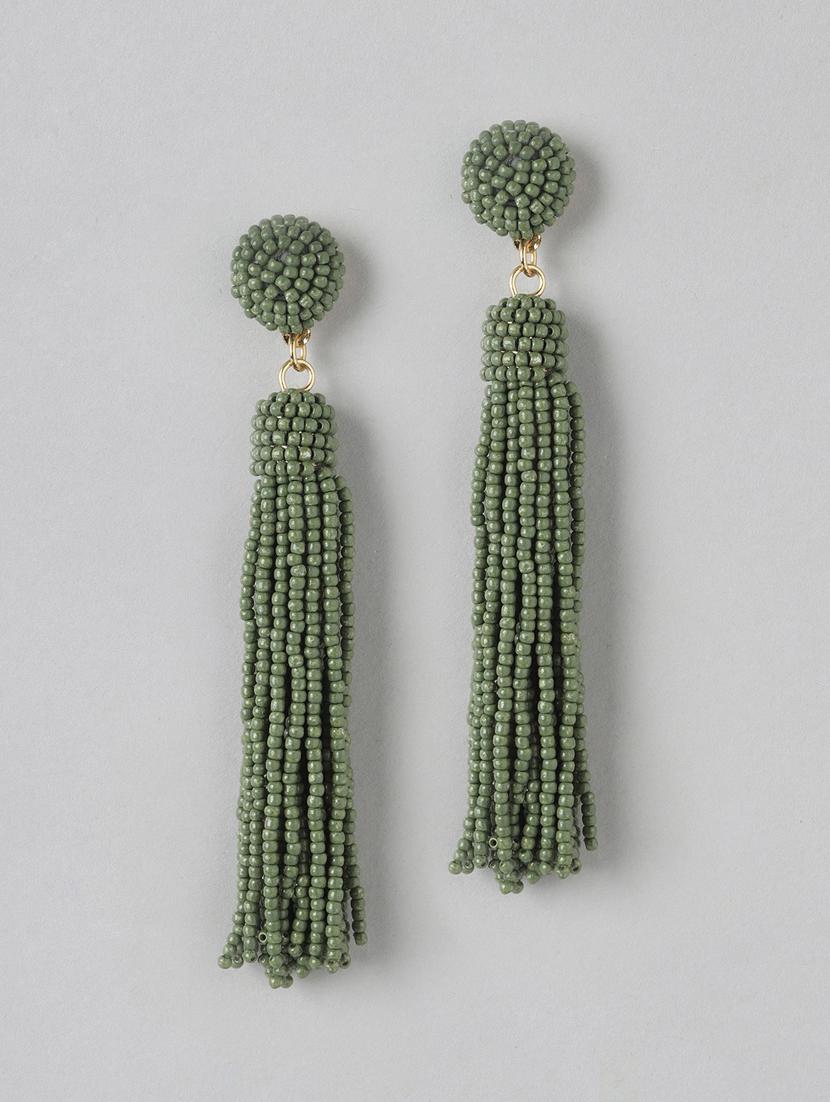 green metal drop earring - 21253035 - Zoom Image - 0