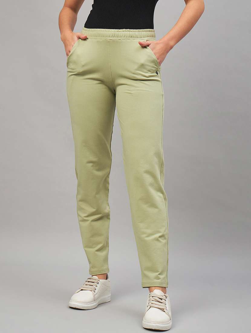 green cotton track pant