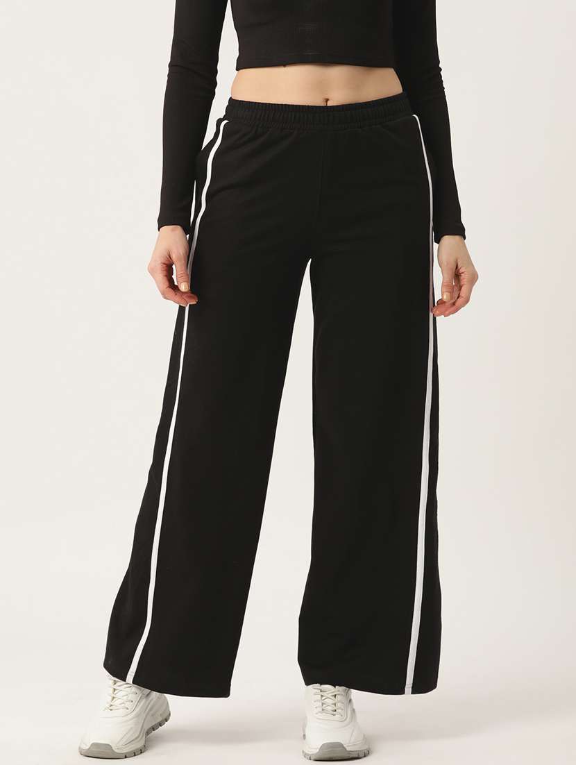 black cotton blend track pant