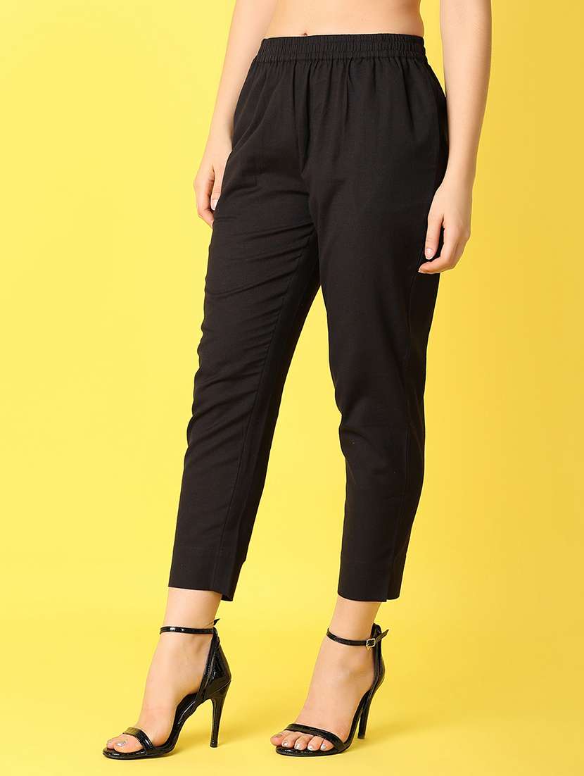 women mid-rise solid cigarette trouser - 21254844 -  Standard Image - 2