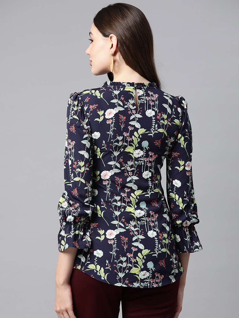 women navy blue florals printed top - 21255023 -  Standard Image - 2