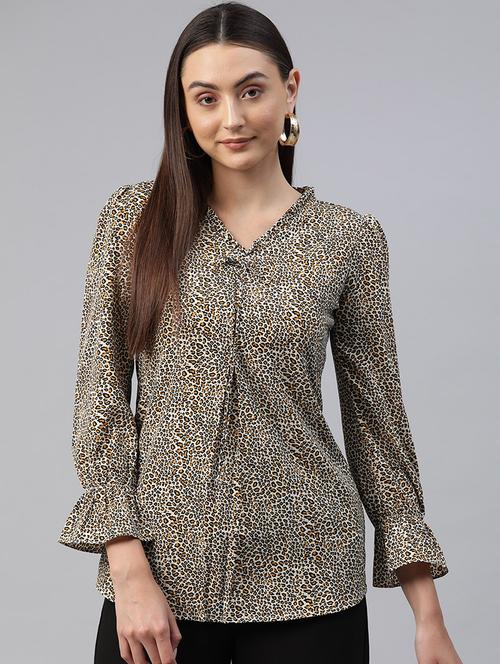 women beige animal print top - 21255024 - Standard Image - 0