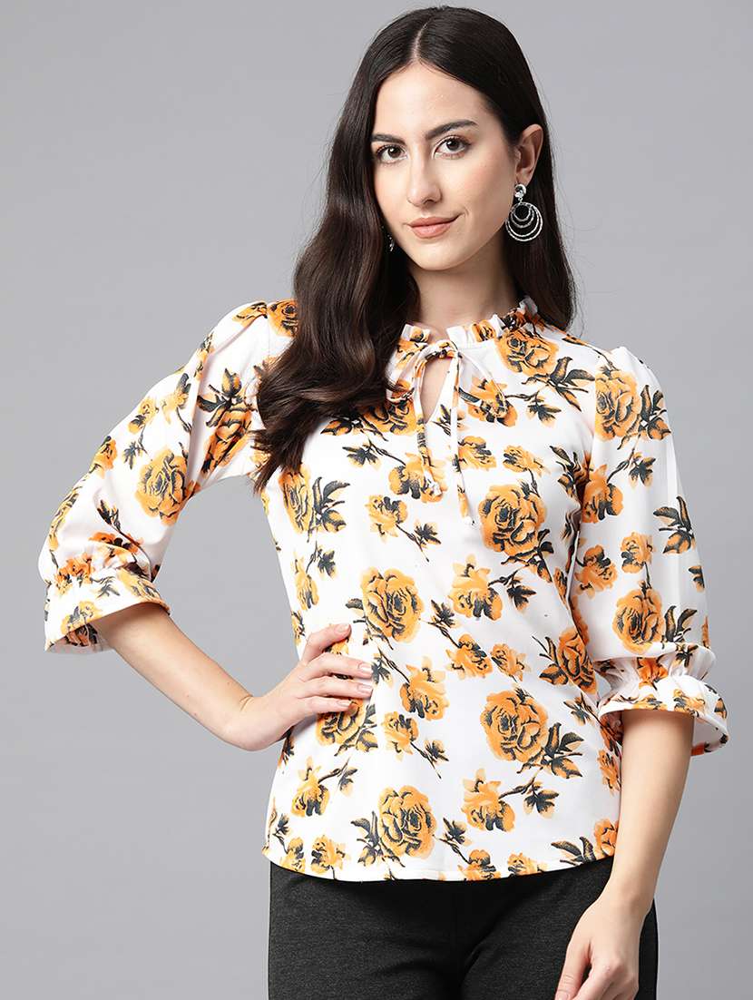 women white florals printed top