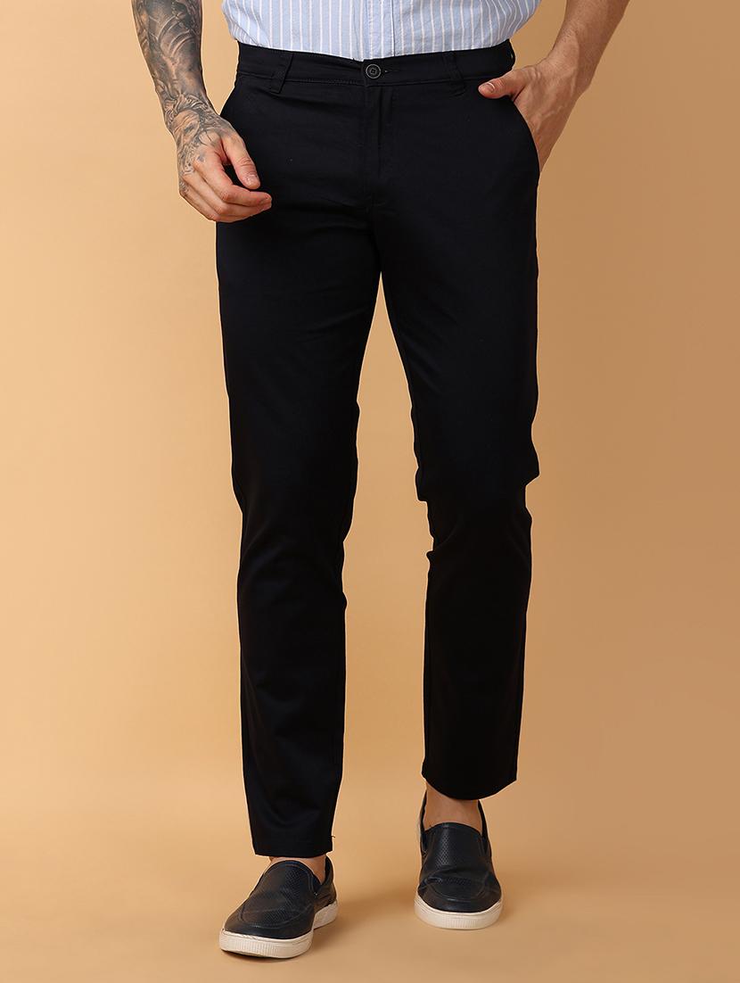 men mid-rise solid chinos casual trouser