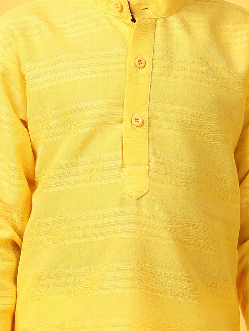 boys yellow self-designed kurta set - 21255326 -  Standard Image - 7