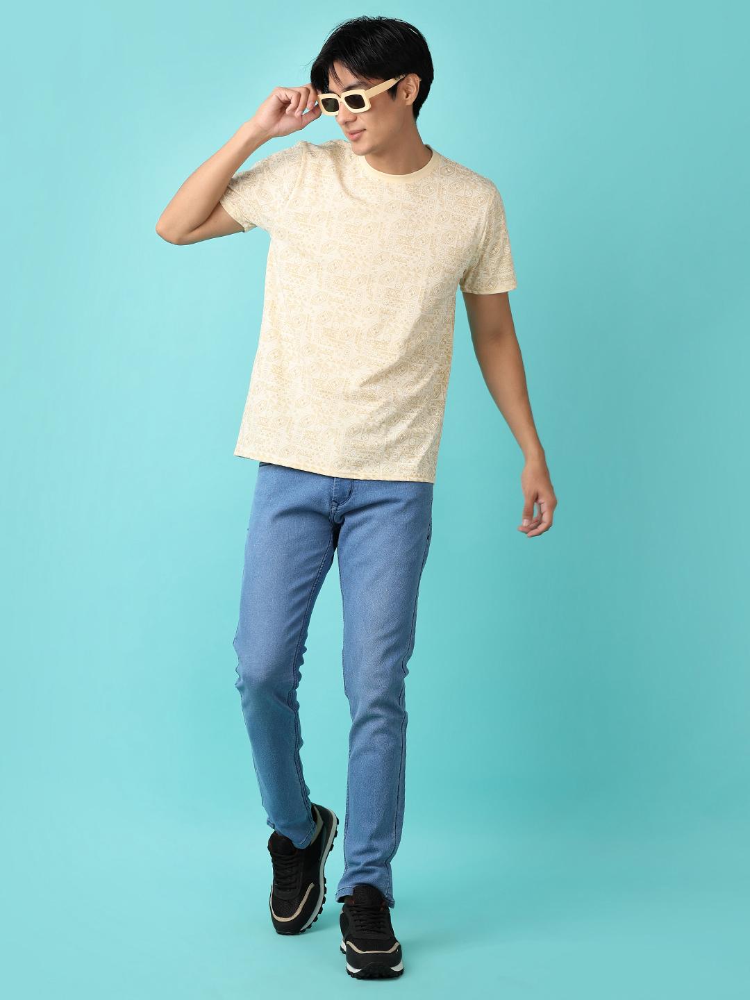cream cotton front print tshirt - 21255343 - Standard Image - 2