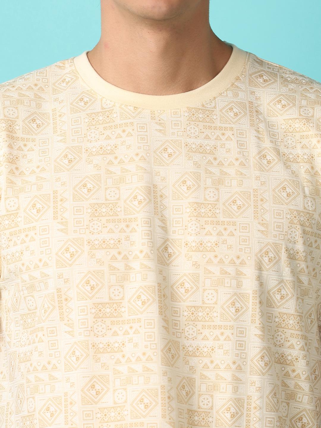 cream cotton front print tshirt - 21255343 - Standard Image - 7