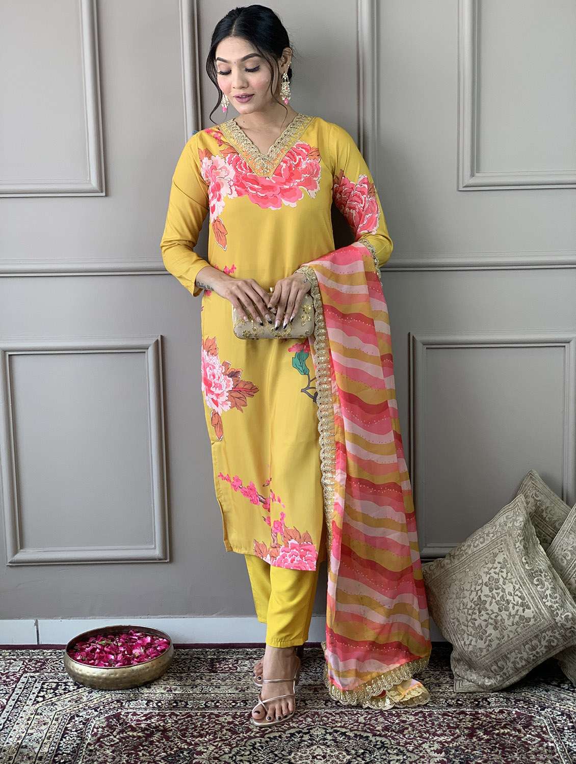 yellow rayon straight kurta - 21255764 - Standard Image - 2
