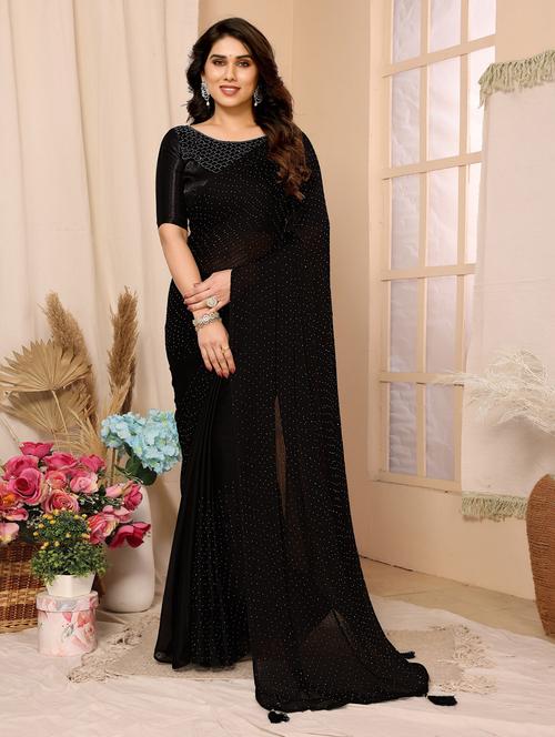 women black embellished saree with blouse - 21255766 -  Standard Image - 0