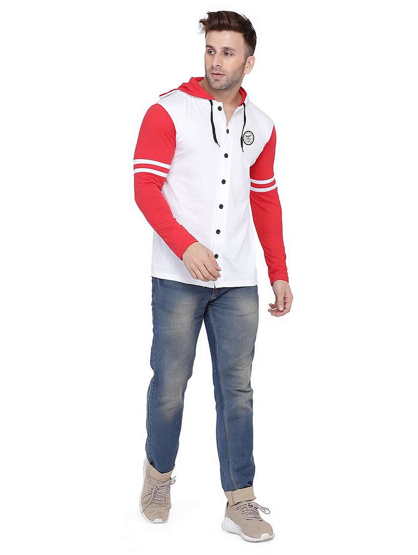 men color block hood neck casual shirt - 21256558 - Standard Image - 2