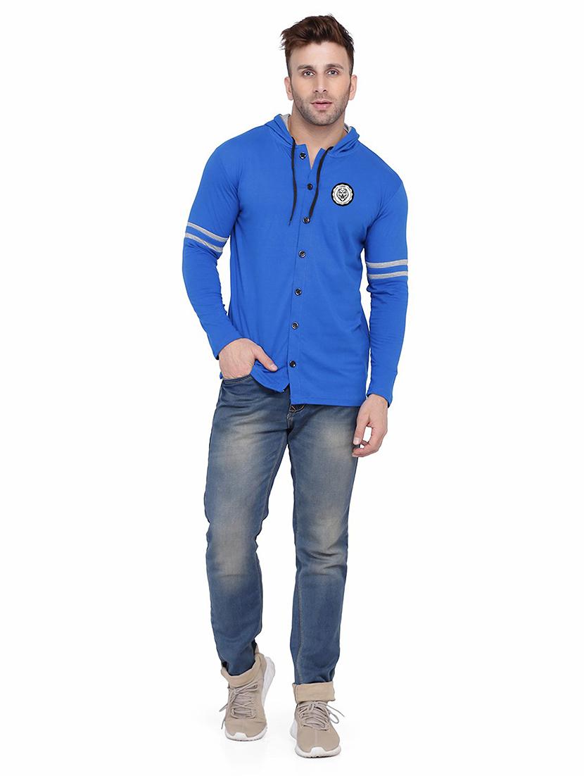 men solid hood neck casual shirt - 21256567 - Standard Image - 2