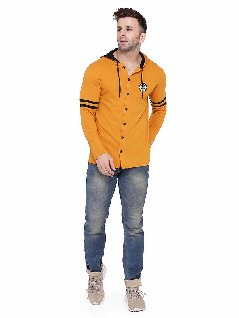 men solid hood neck casual shirt - 21256576 - Standard Image - 2