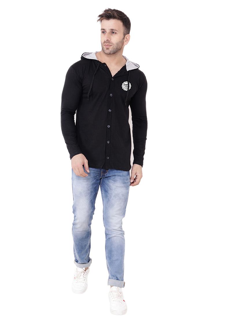men solid hood neck casual shirt - 21256774 - Standard Image - 2