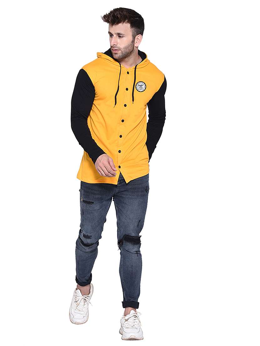 men color block hood neck casual shirt - 21256780 -  Standard Image - 2
