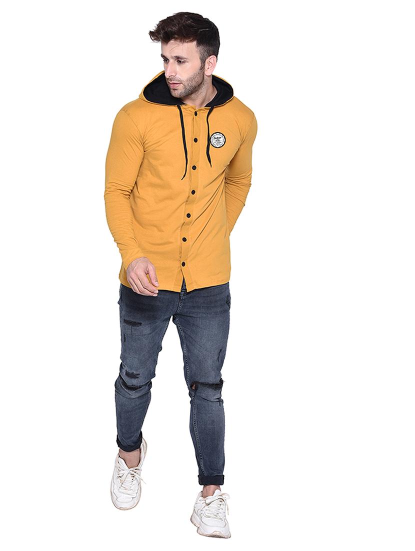men solid hood neck casual shirt - 21256783 - Standard Image - 2