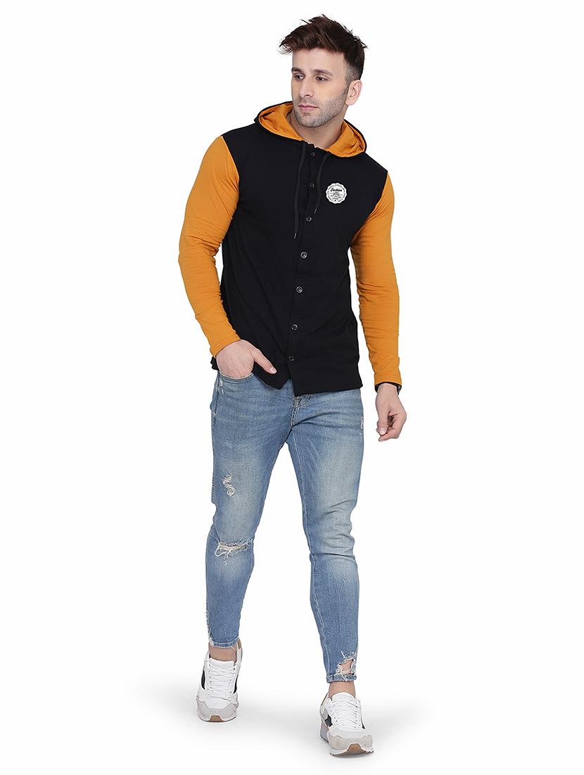 men color block hood neck casual shirt - 21256788 - Standard Image - 2