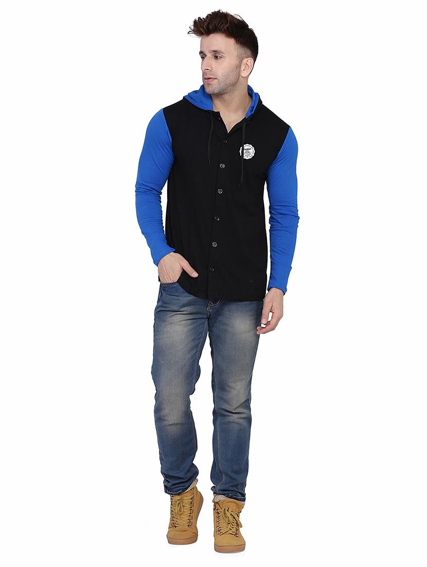 men color block hooded casual shirt - 21256791 - Standard Image - 2