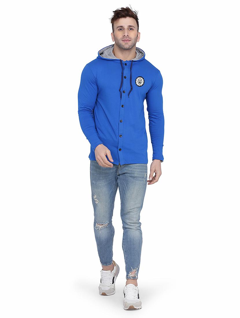 men solid hood neck casual shirt - 21256794 - Standard Image - 2