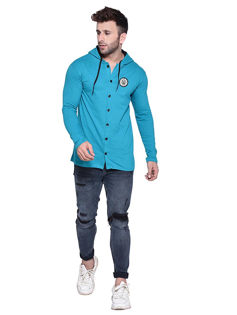 men solid hood neck casual shirt - 21256801 - Standard Image - 2