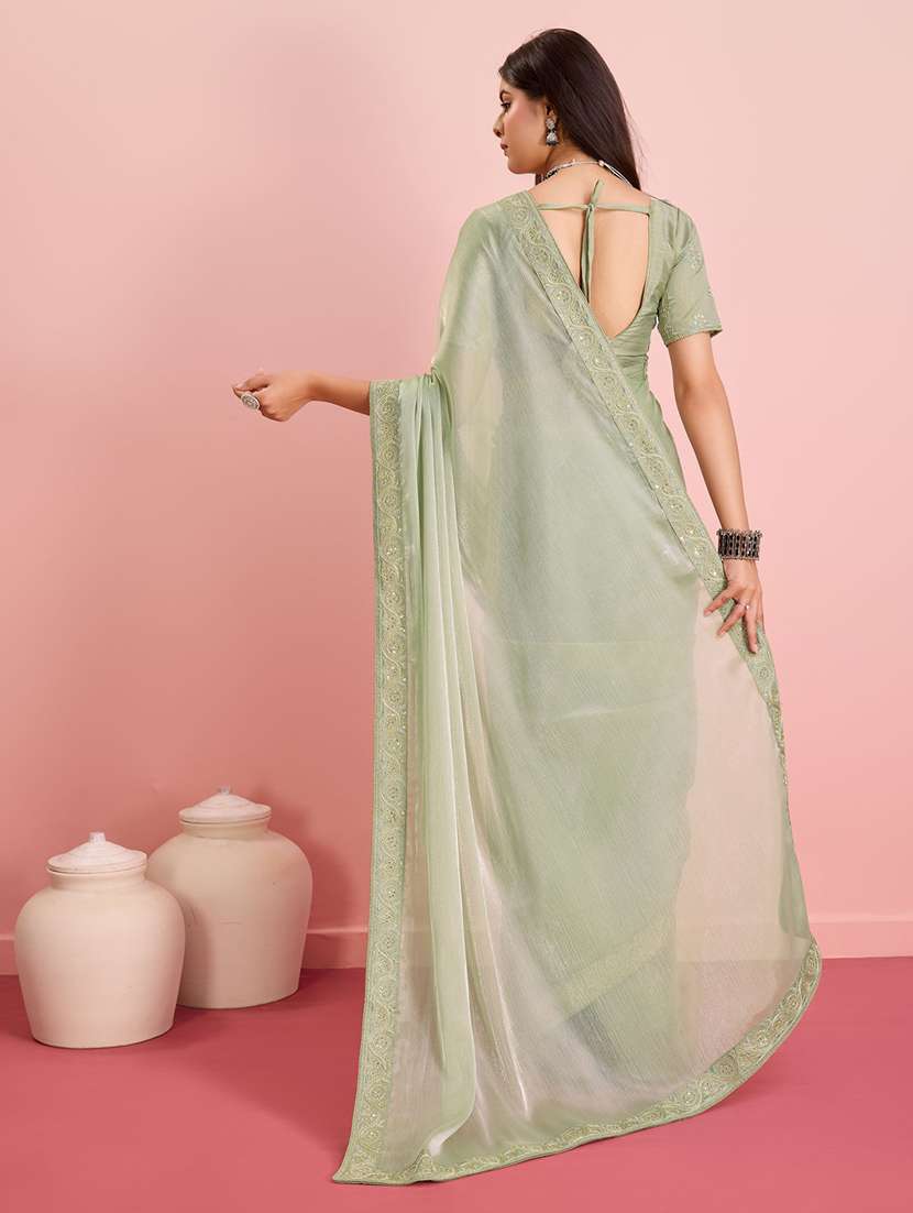 women solid with bordered saree with blouse - 21257508 -  Standard Image - 2