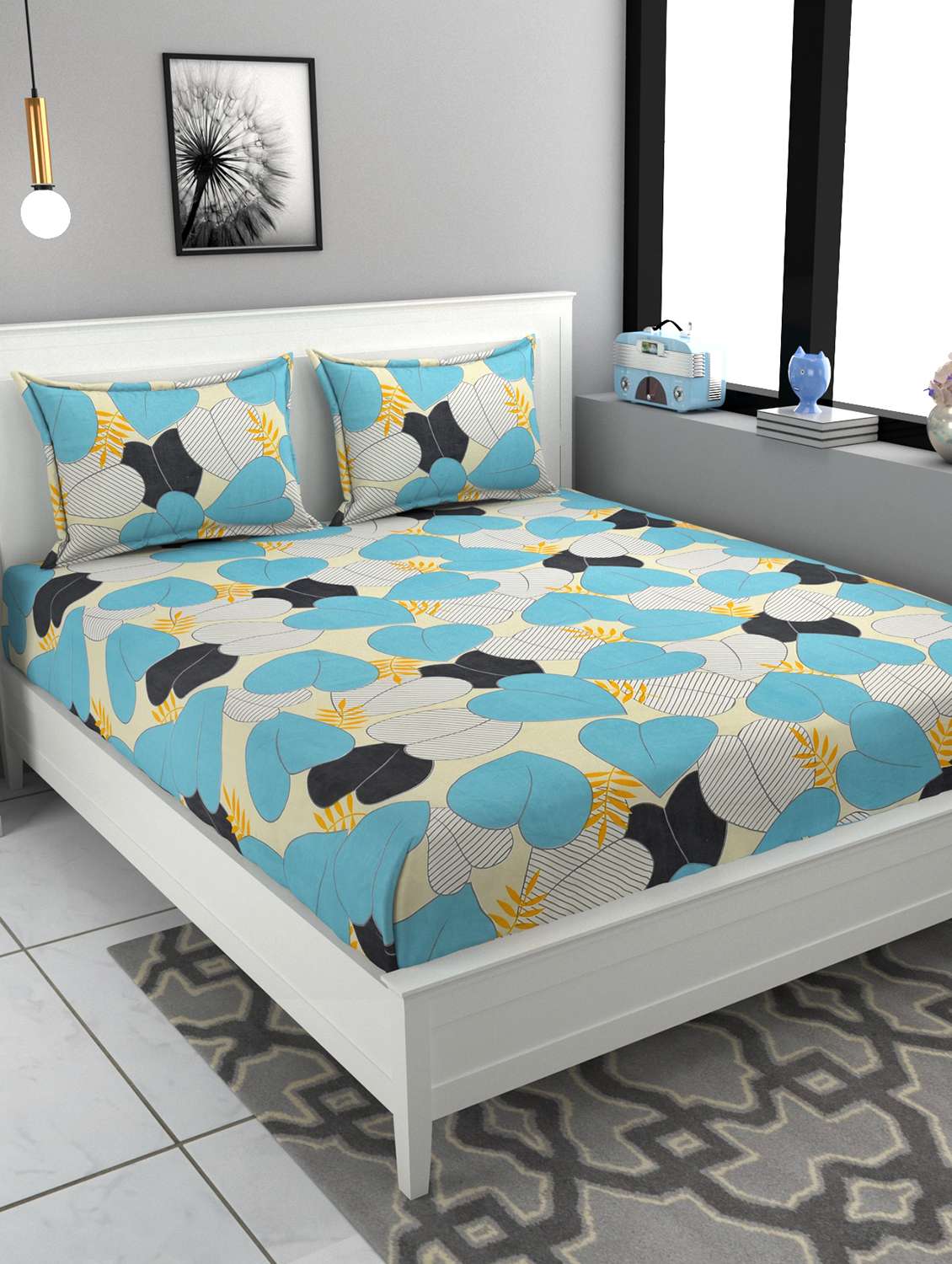 superfine flat double bedsheet with two pillow covers (90x100 inches)