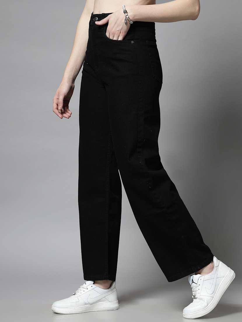 women solid high rise wide leg jean - 21259187 -  Standard Image - 2
