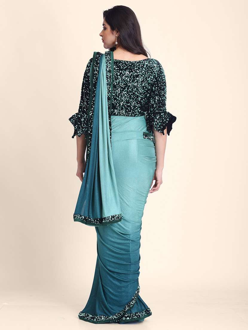 women sequin work ready to wear saree - 21259207 - Standard Image - 2