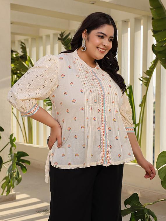 off white cotton high low tunic - 21259519 - Standard Image - 2