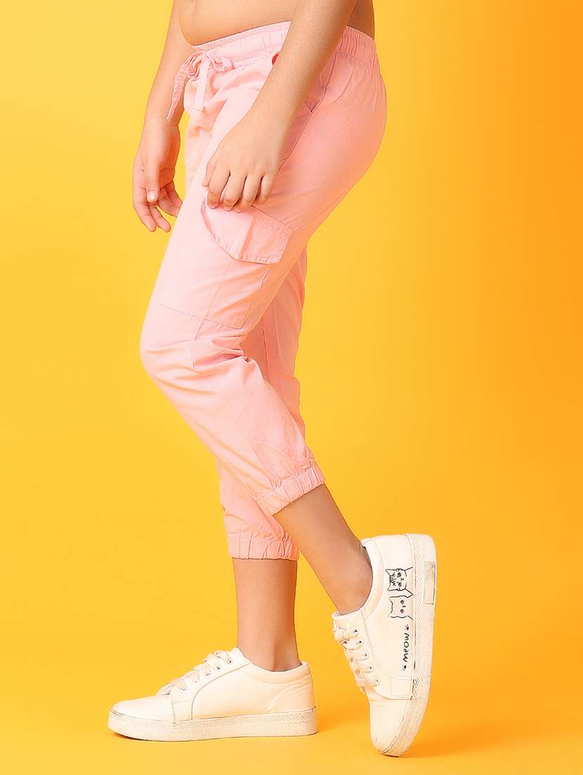 girls solid cargo pants - 21260159 -  Standard Image - 2