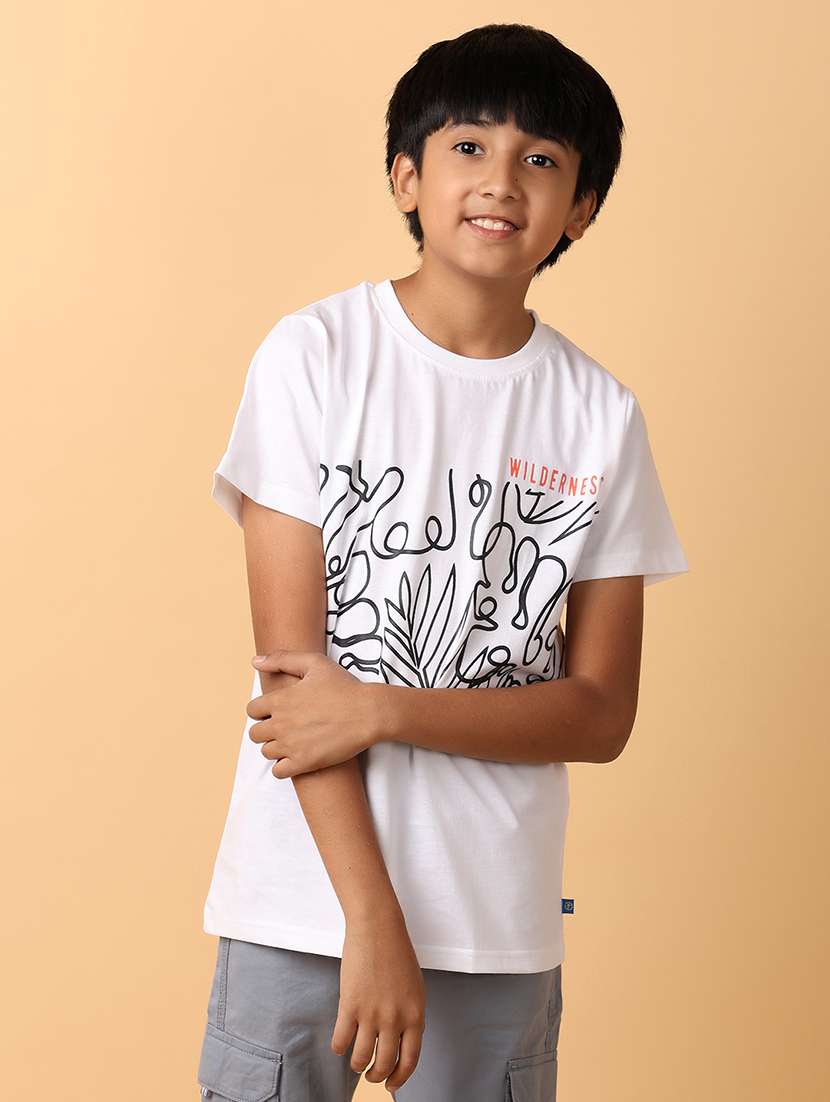 boys round neck front print t-shirt