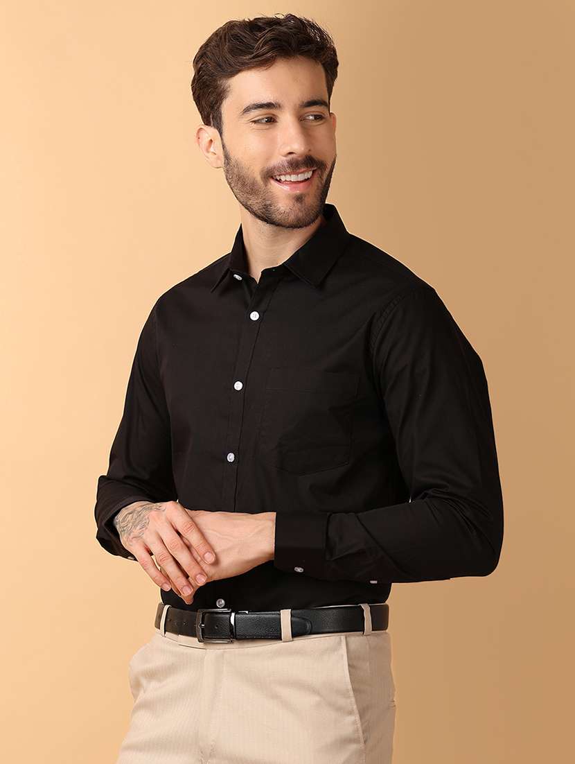 men black regular fit solid formal shirt - 21260540 -  Standard Image - 2