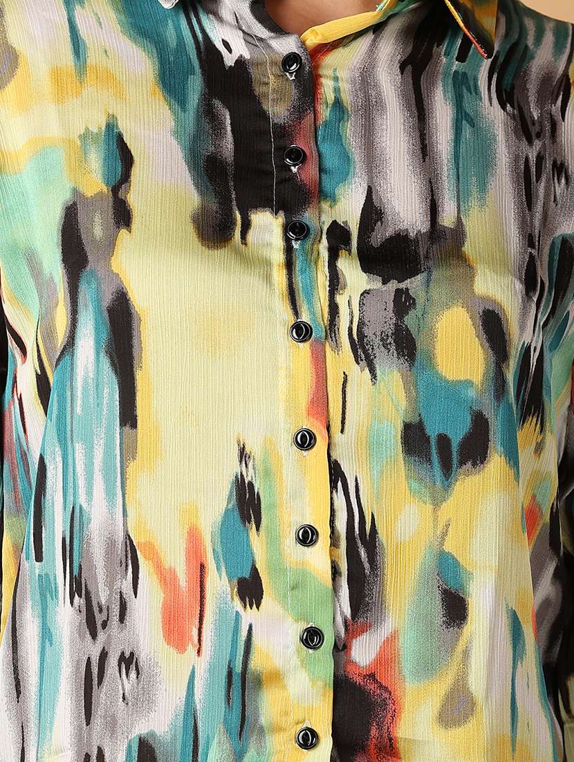 women multi colored satin regular shirt - 21260566 -  Standard Image - 7