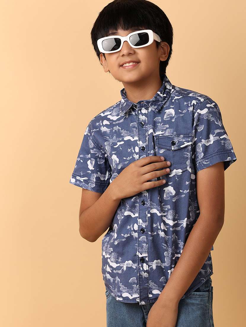 Boys Collared Neck Short Sleeves Shirt