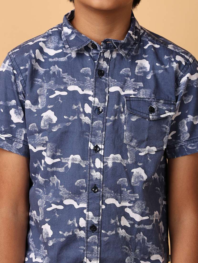 Boys Collared Neck Short Sleeves Shirt