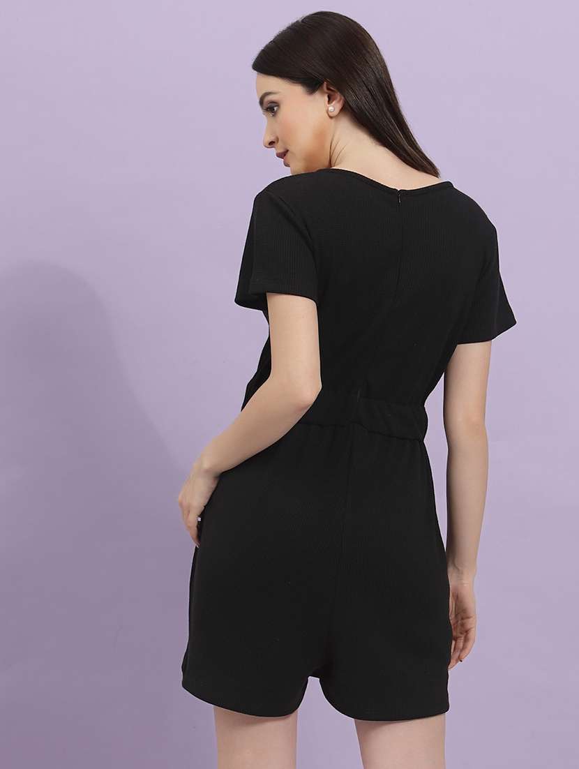 women solid short sleeves romper - 21262099 -  Standard Image - 2