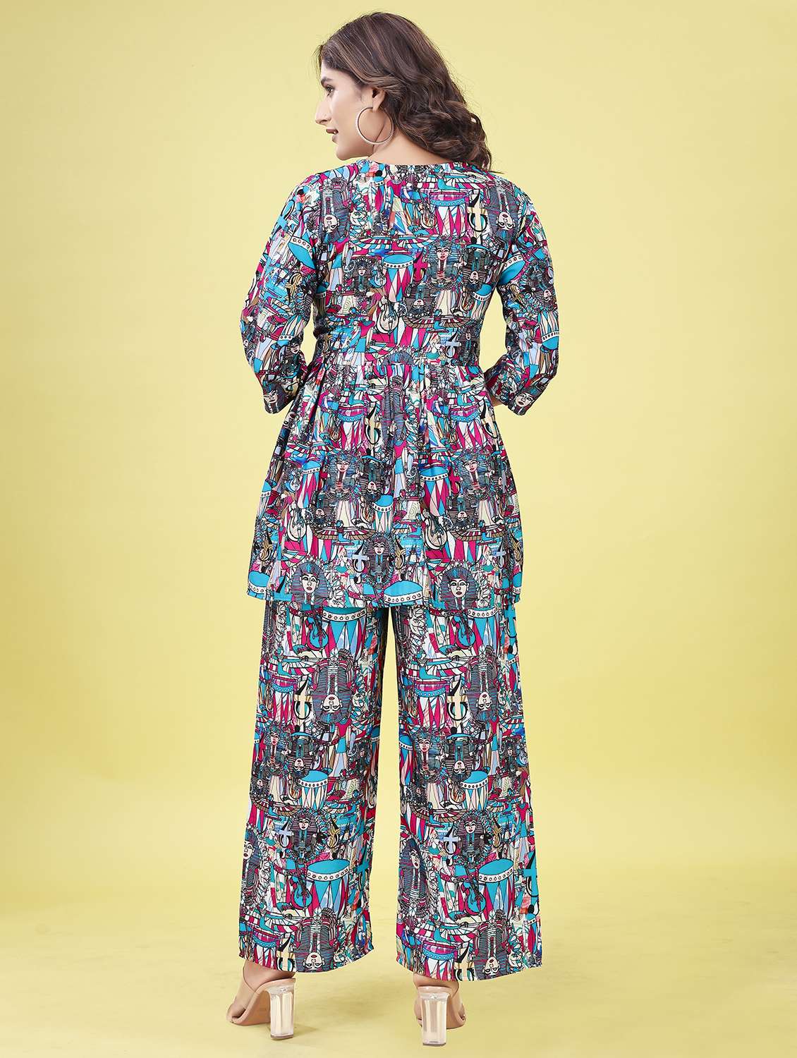 women printed top and palazzos co-ord set - 21263269 - Standard Image - 2