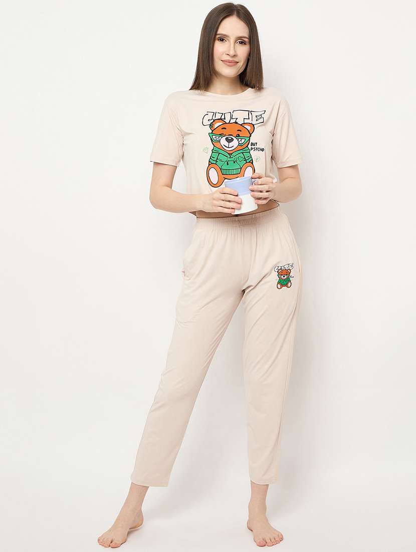 women printed pyjama nightwear set