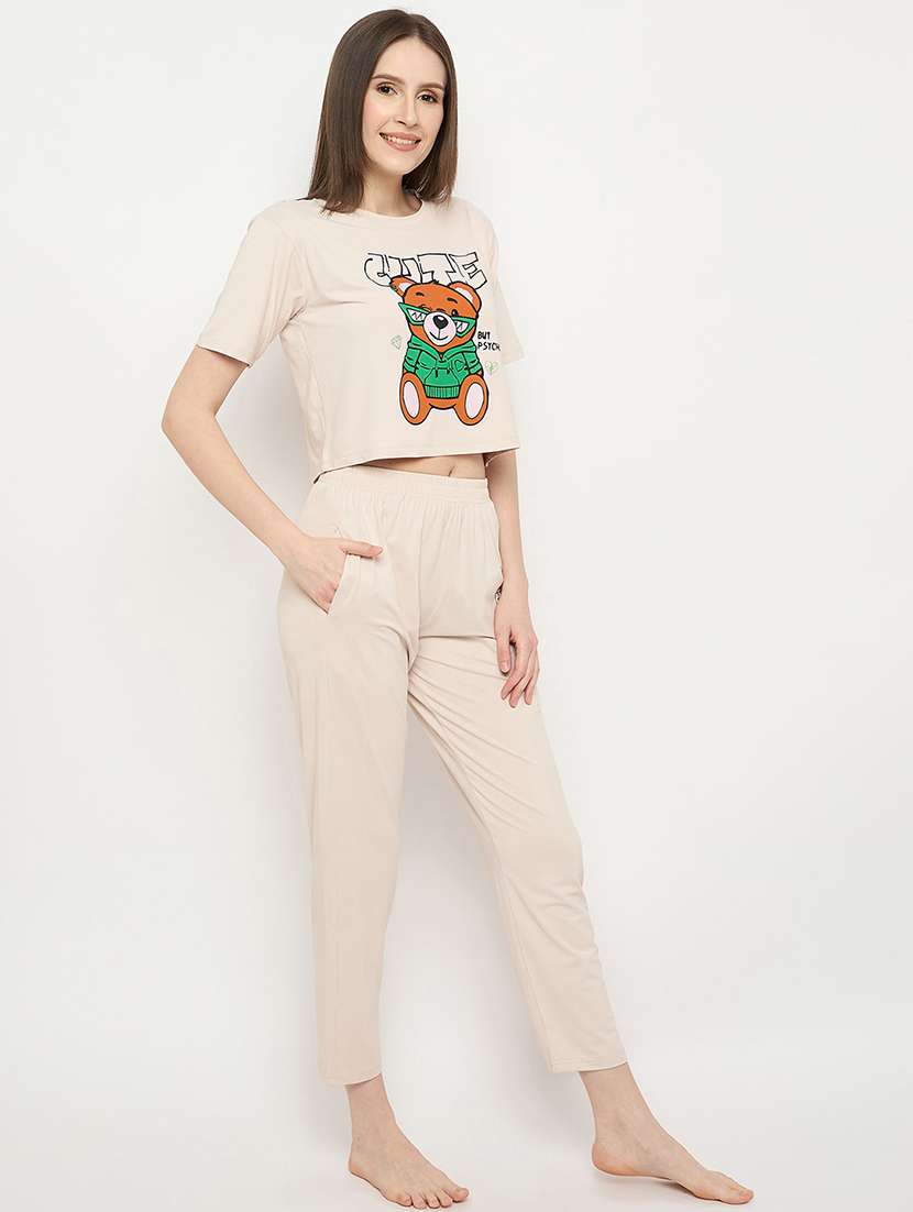 women printed pyjama nightwear set - 21263275 -  Standard Image - 2