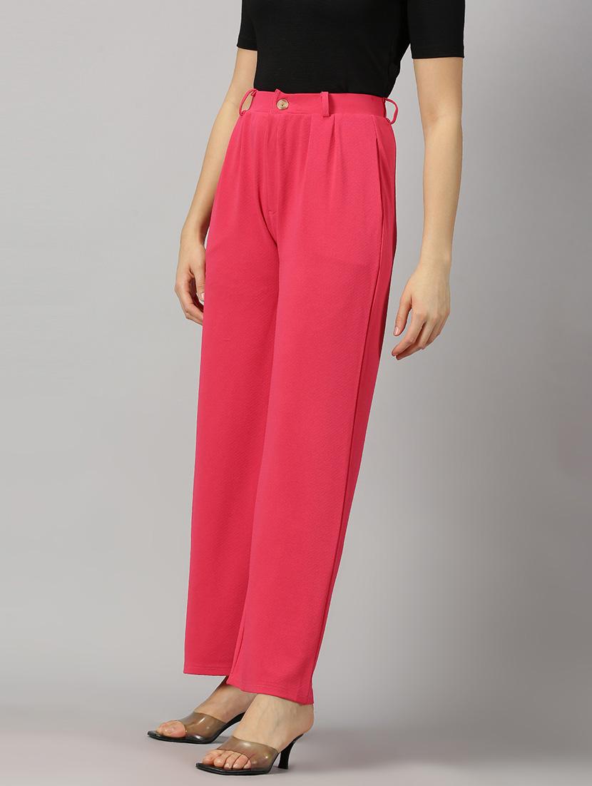 pink polyester wide leg trouser - 21264875 - Standard Image - 2