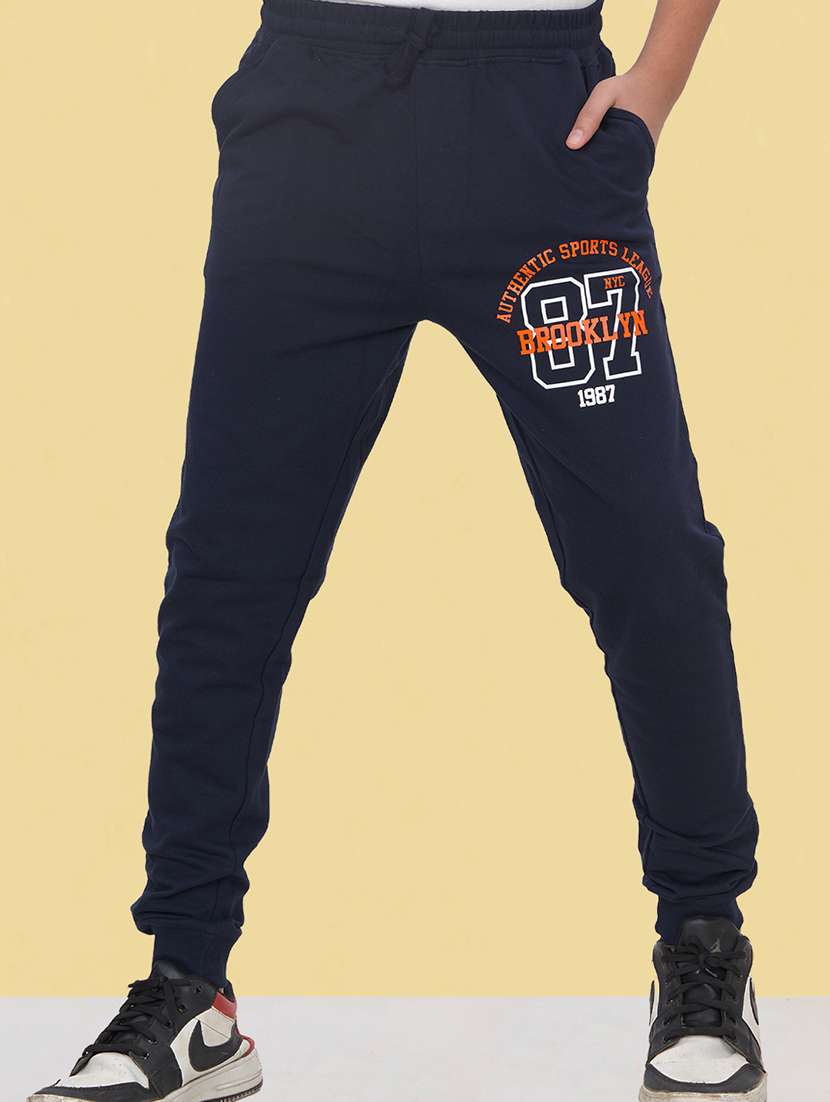 boys navy blue cotton joggers