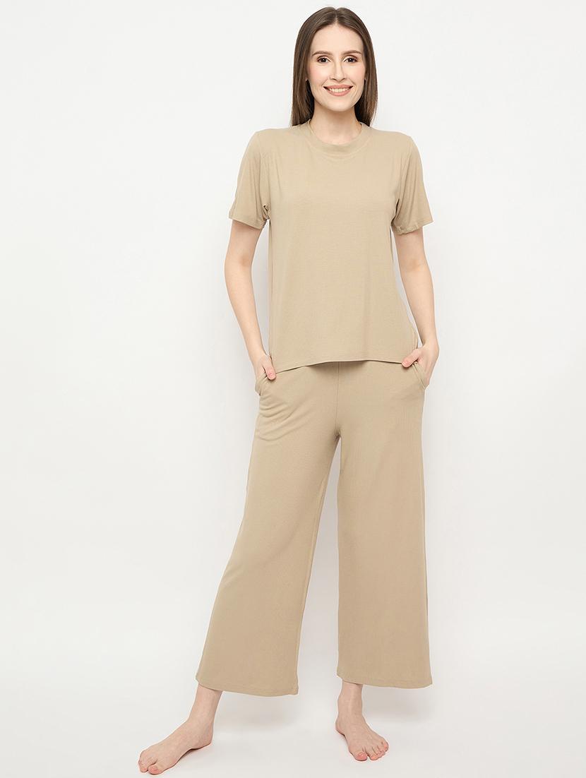 women solid pyjama nightwear set - 21268549 -  Zoom Image - 0