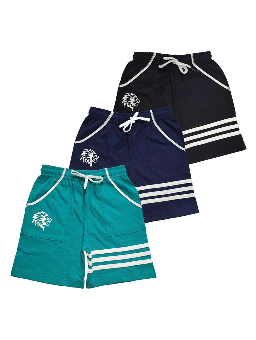 pack of 3 multi colored cotton blend shorts 